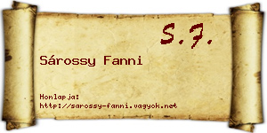 Sárossy Fanni névjegykártya
